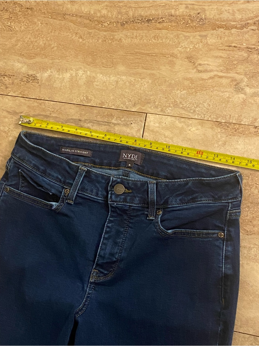 NYDJ Marilyn Straight Lift Tuck Women's Dark Blue Straight-Leg Jeans Size 8 - Picture 4 of 9